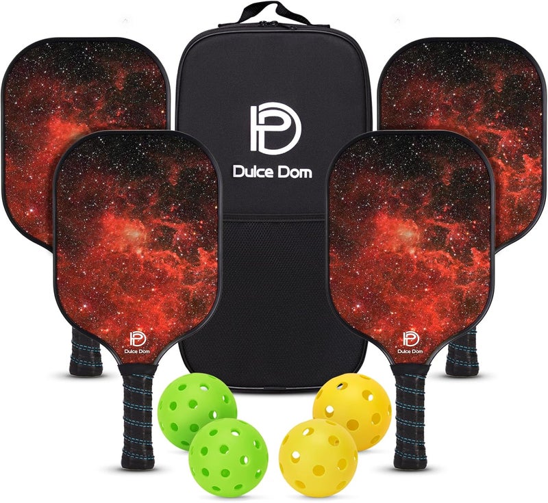 DULCE DOM Pickleball Paddles Set of 2/4 - USAPA Approved, 4 Indoor Outdoor Pickleball Balls, Fiberglass Surface Paddle Racket with Cover Bag, Ideal Training Equipment Gift for Men & Women - Image 1